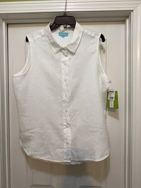 Anthony’s Resort Wear Linen Sleeveless Button Down Top – White NWT -1X